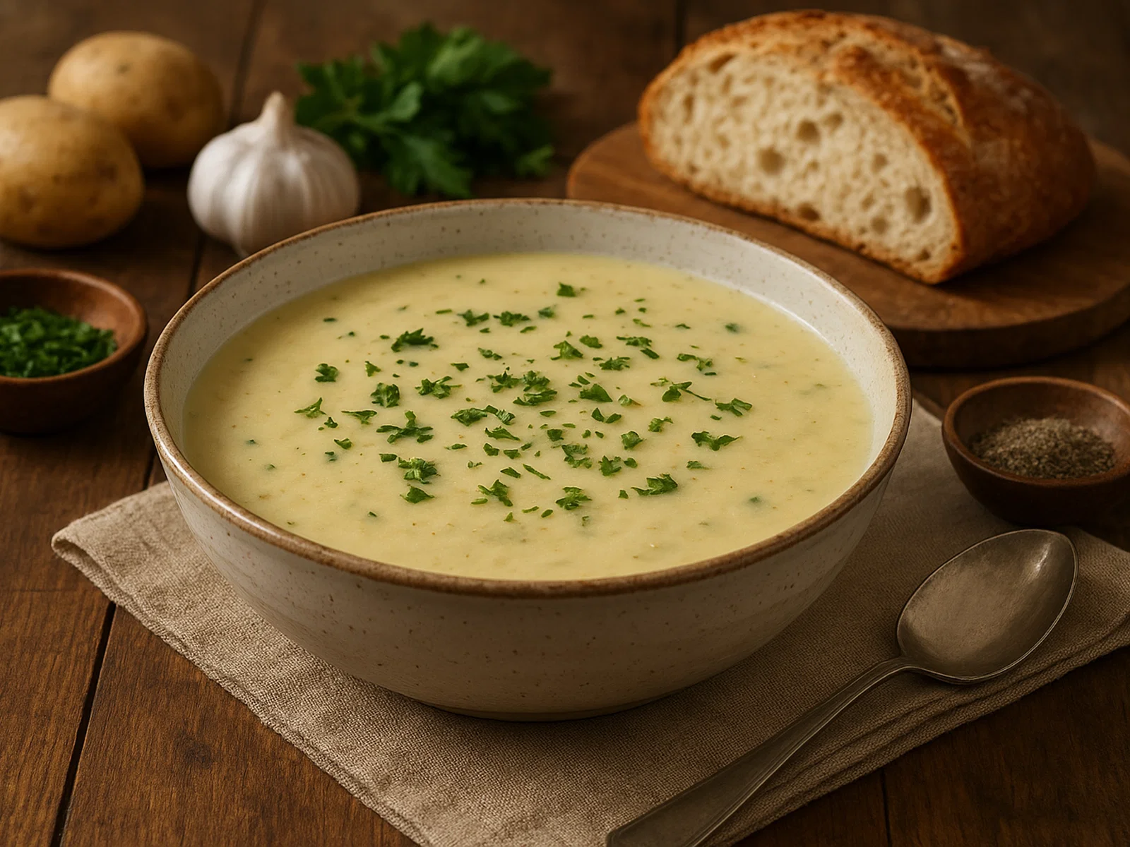 Cremige Kartoffelsuppe mit frischen Kräutern