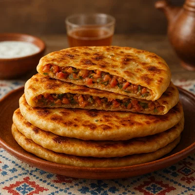 Mhajeb – gefüllte algerische Teigfladen