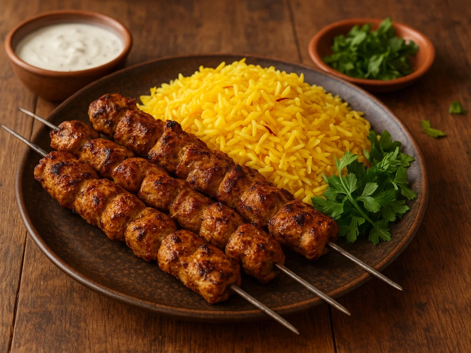 Tschelo Kebab mit Safranreis