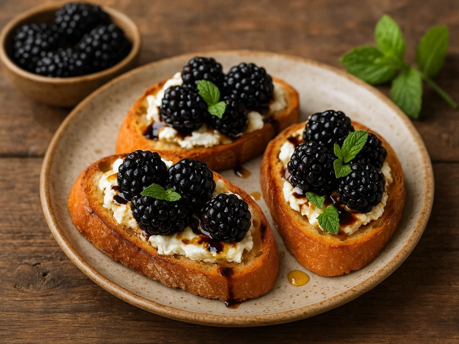 Brombeer-Ziegenkäse-Bruschetta