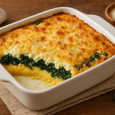 Polenta-Auflauf mit Spinat und Ricotta