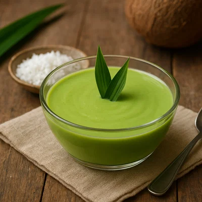Cremiger Pandan-Pudding mit Kokosmilch