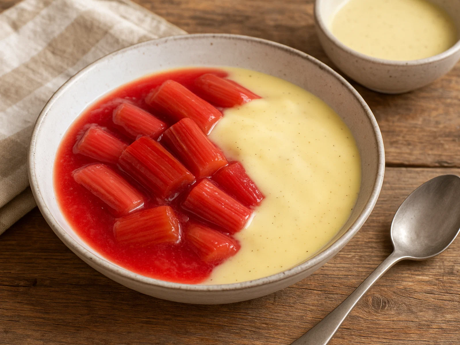 Rhabarberkompott mit Vanillesauce