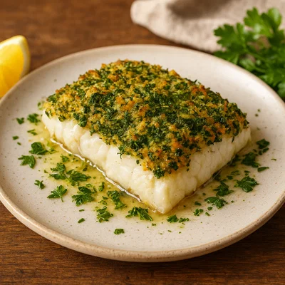 Gebackener Kabeljau mit Kräuterkruste