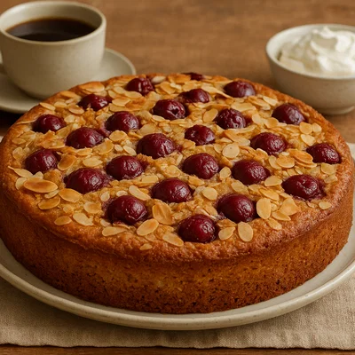 Saftiger Kirsch-Mandel-Kuchen mit knuspriger Mandelkruste