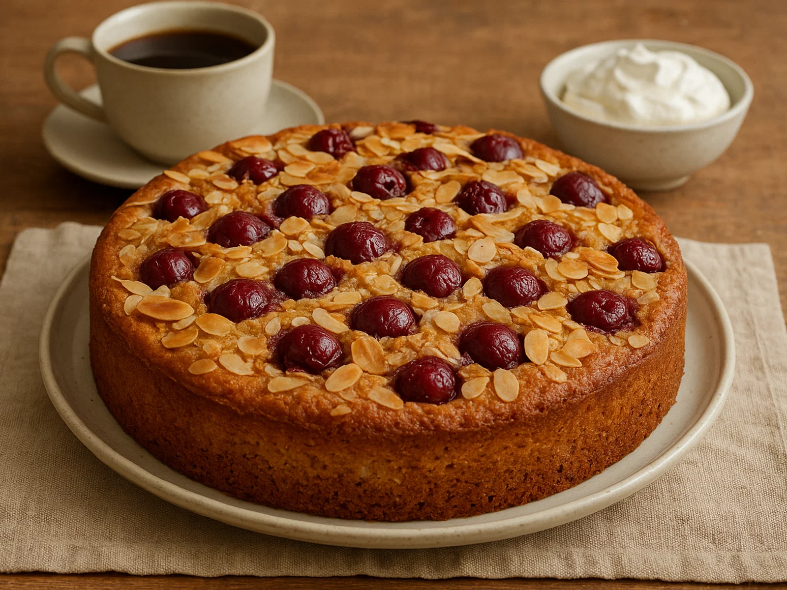 Saftiger Kirsch-Mandel-Kuchen mit knuspriger Mandelkruste
