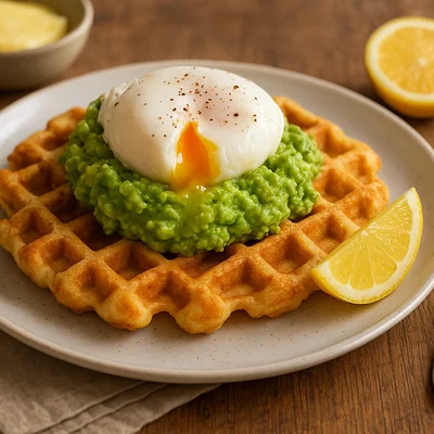 Herzhafte Buttermilchwaffeln mit Avocado und pochiertem Ei