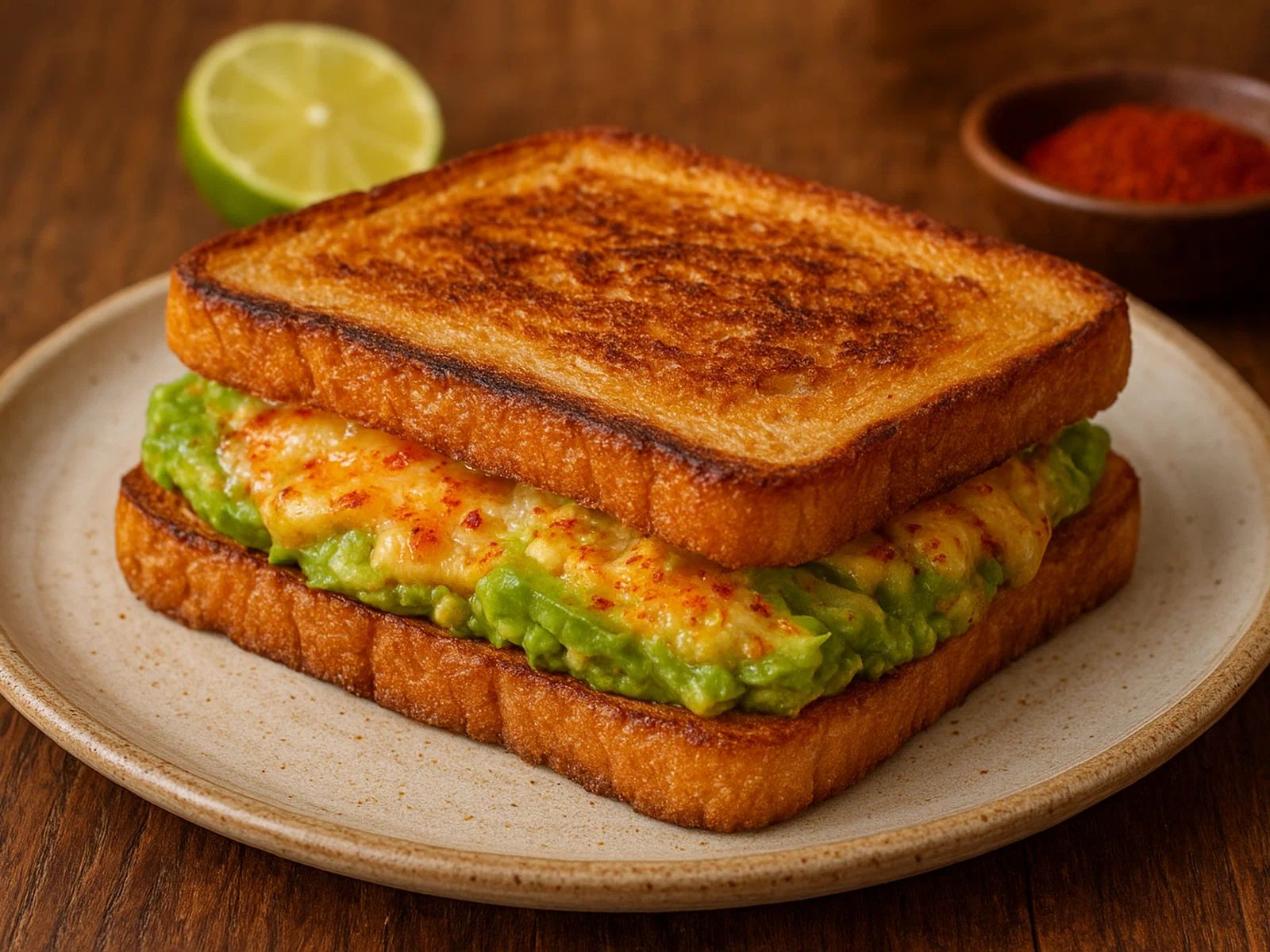 Knuspriges Avocado-Sandwich mit Knoblauch und Paprika