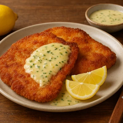 Zitronen-Knoblauch-Schweineschnitzel mit knuspriger Panade