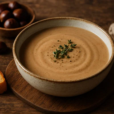Samtige Kastaniencremesuppe mit Thymian