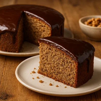 Saftiger Nusskuchen mit Schokoladenglasur