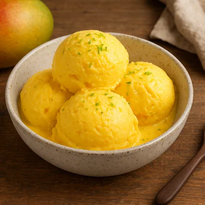 Exotisches Kokos-Mango-Eis