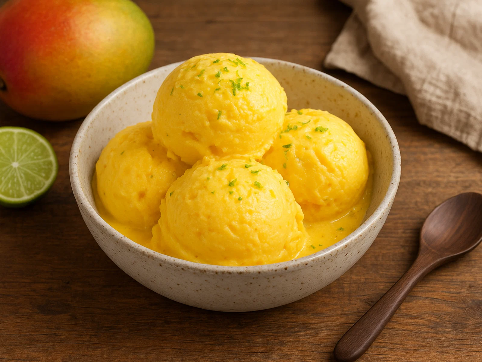 Exotisches Kokos-Mango-Eis