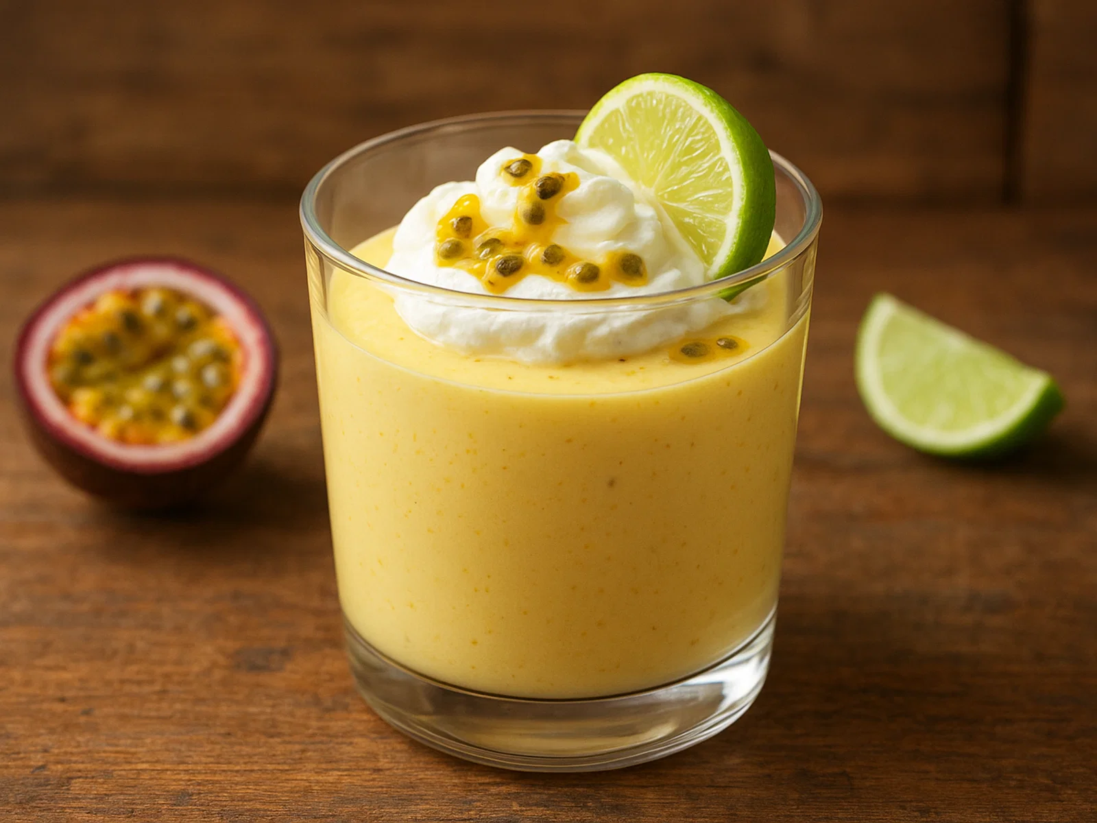 Mango-Passionsfrucht-Mousse mit Limette