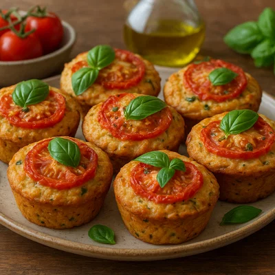 Herzhafte Tomate-Basilikum-Muffins mit Käse