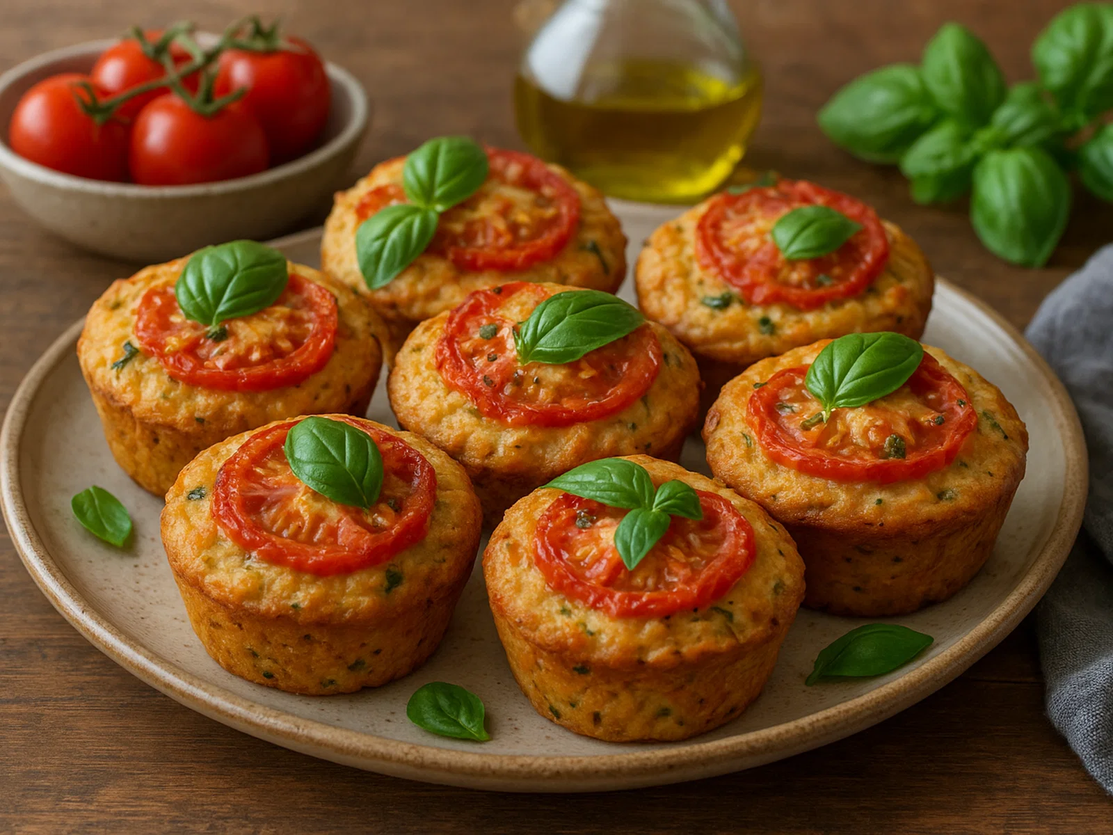 Herzhafte Tomate-Basilikum-Muffins mit Käse