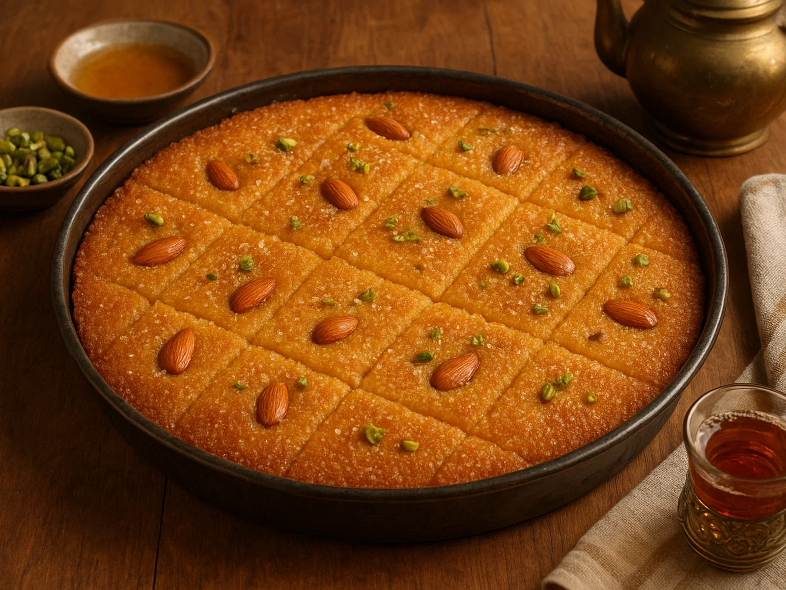 Basbousa – Arabischer Grießkuchen mit Zuckersirup