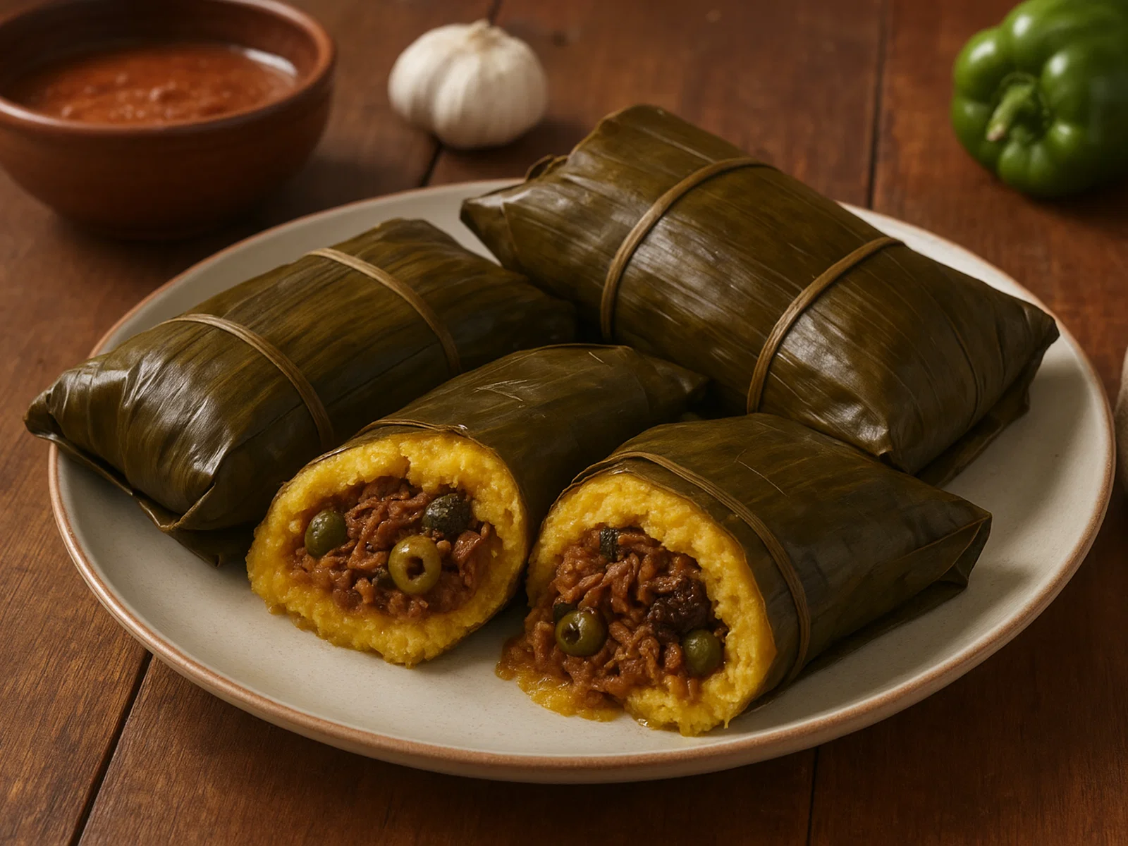 Venezolanische Ayaca (Gefüllte Maisteigpäckchen in Bananenblättern)