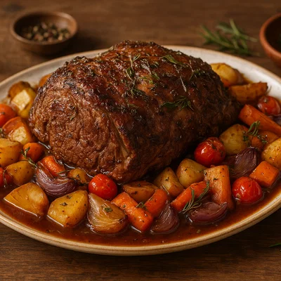 Lammbraten mit Ofengemüse und Kräutern
