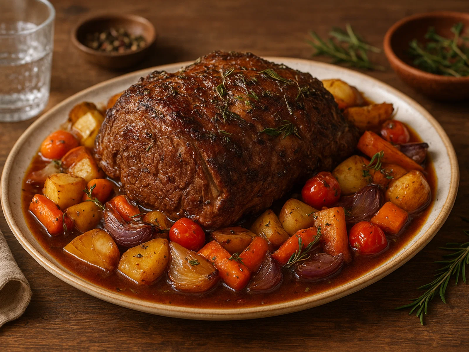 Lammbraten mit Ofengemüse und Kräutern
