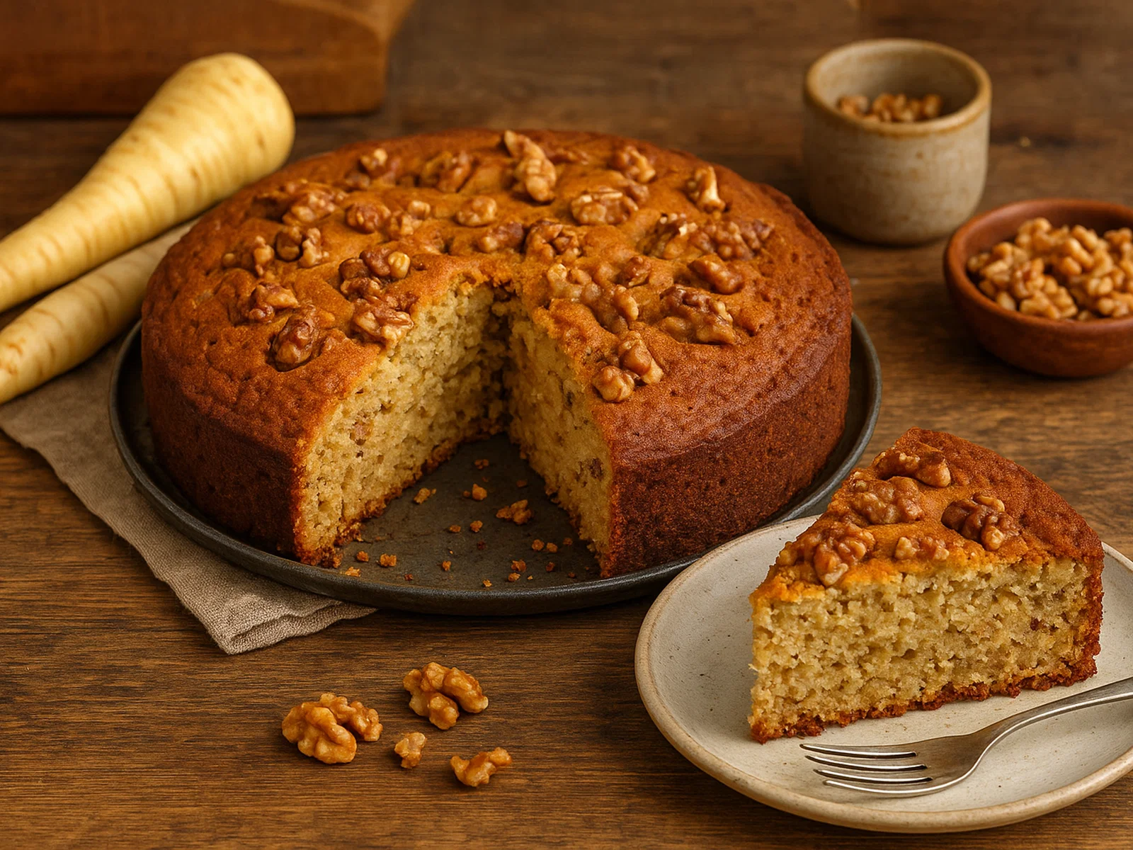 Saftiger Pastinaken-Kuchen mit Walnüssen
