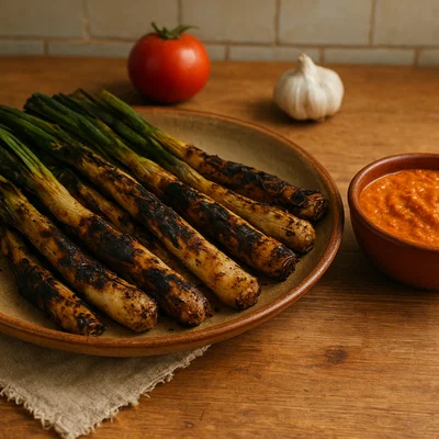 Gegrillte Calçots mit katalanischer Romesco-Sauce