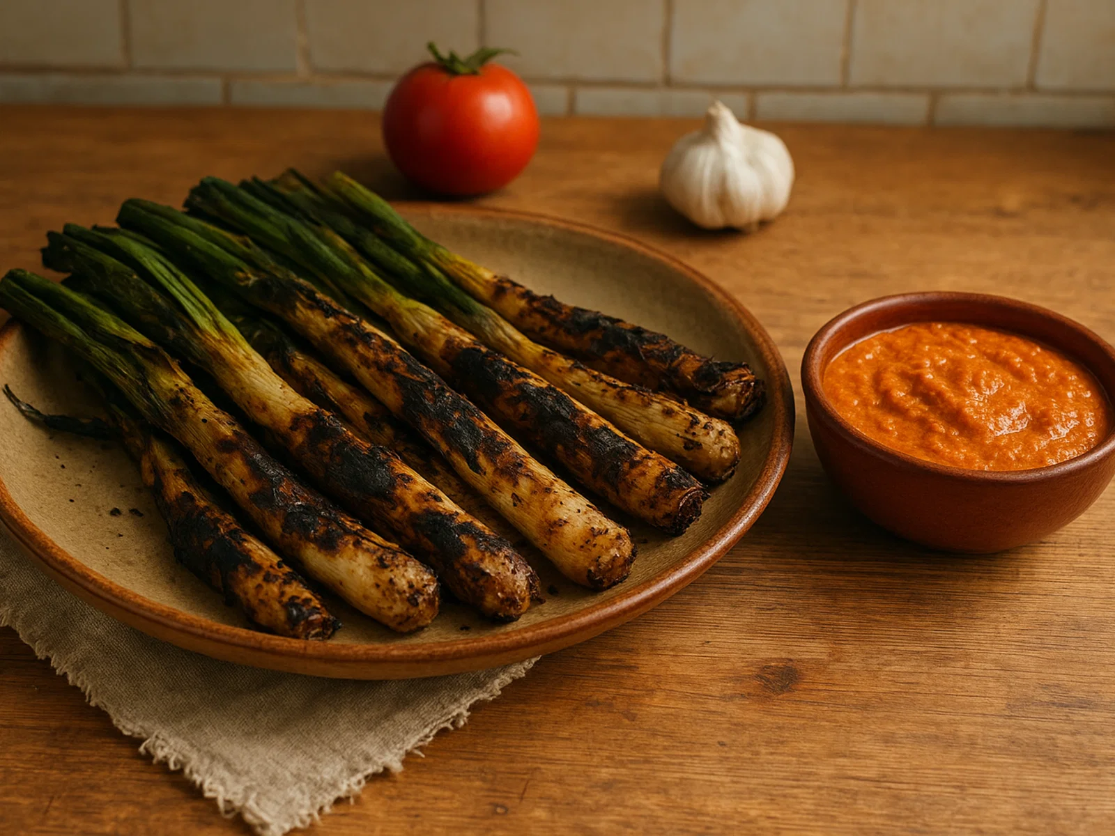 Gegrillte Calçots mit katalanischer Romesco-Sauce