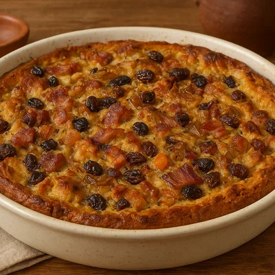 Guernsey Gâche Mélée mit Speck, Zwiebeln und Trockenfrüchten