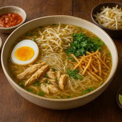 Saoto – Indonesische Hühnersuppe mit vielen Beilagen