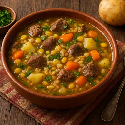 Chairo – Andensuppe mit Rindfleisch, Gemüse und Getreide