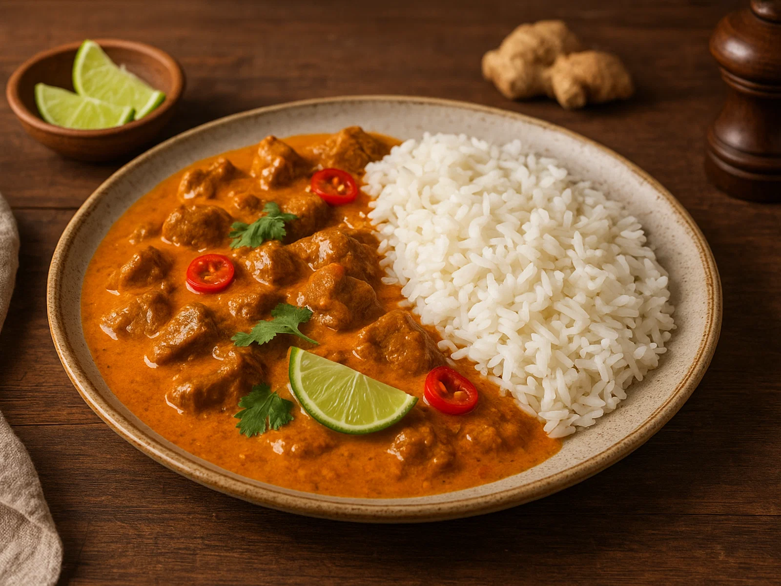 Rindfleisch-Curry mit Basmati-Reis