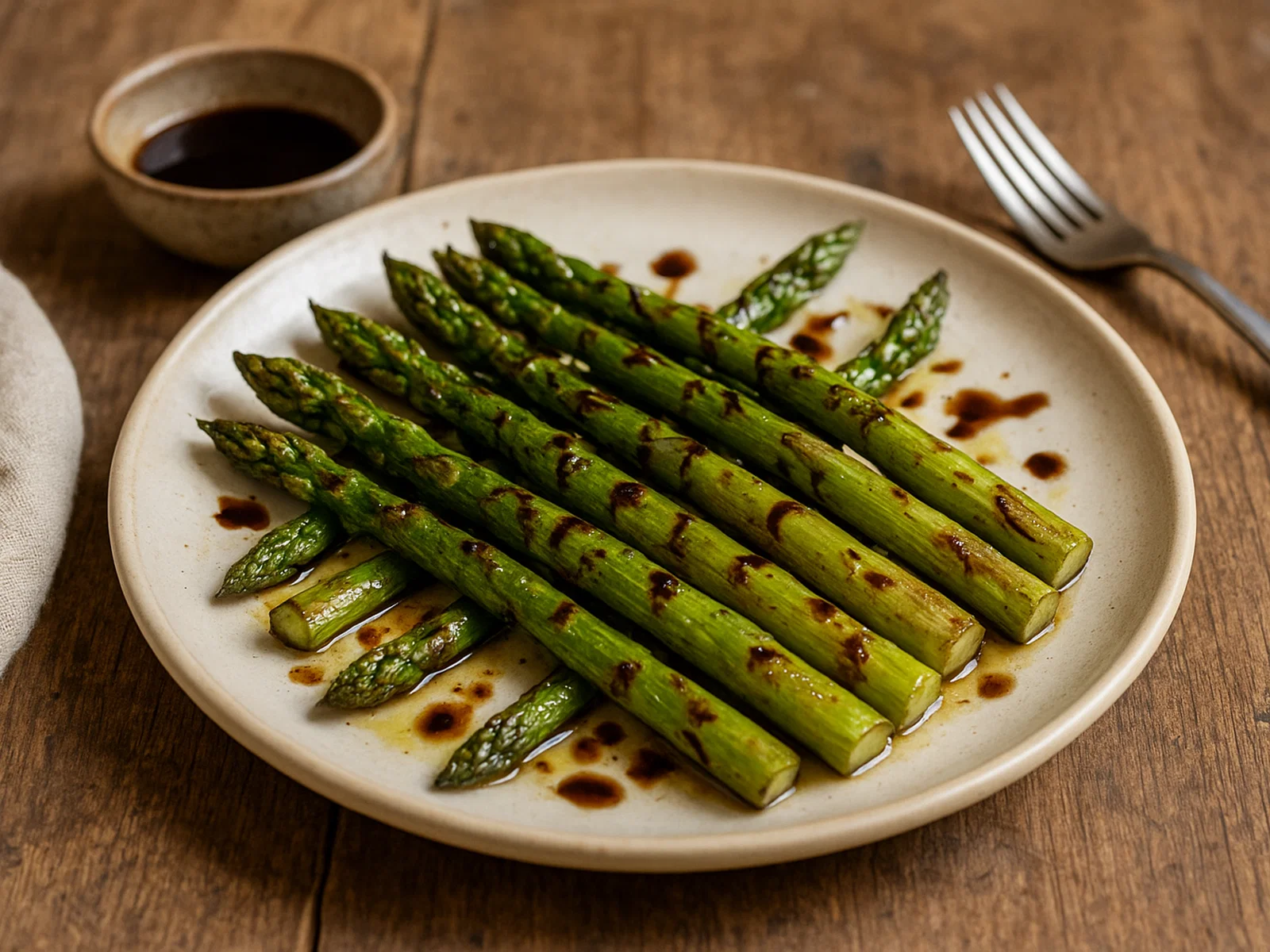Gerösteter grüner Spargel mit Balsamico