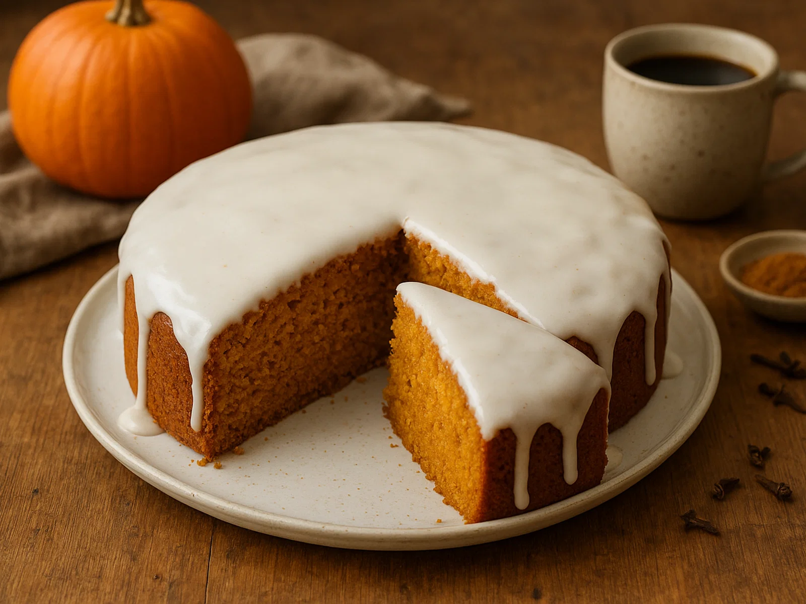 Saftiger Kürbis-Zimt-Kuchen mit Zuckerguss