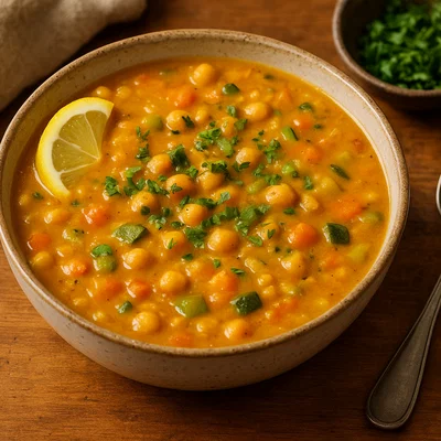 Herzhafte Kichererbsen-Suppe mit Gemüse
