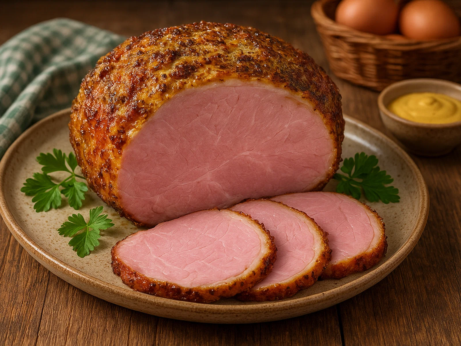 Klassischer Osterschinken mit Senf-Kruste
