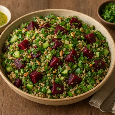 Quinoa-Rote-Bete-Salat mit Zitronen-Knoblauch-Dressing