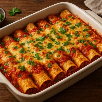 Rindfleisch-Enchiladas mit Koriander und Käse