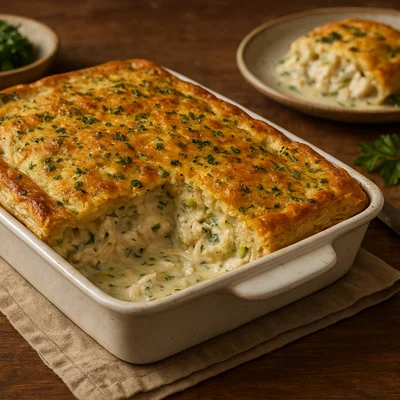 Herzhafte Fischpastete mit knuspriger Kräuterkruste