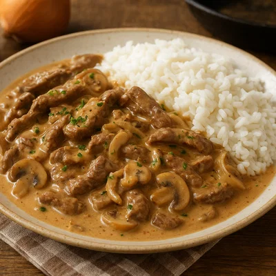 Klassisches Rindfleisch Stroganoff