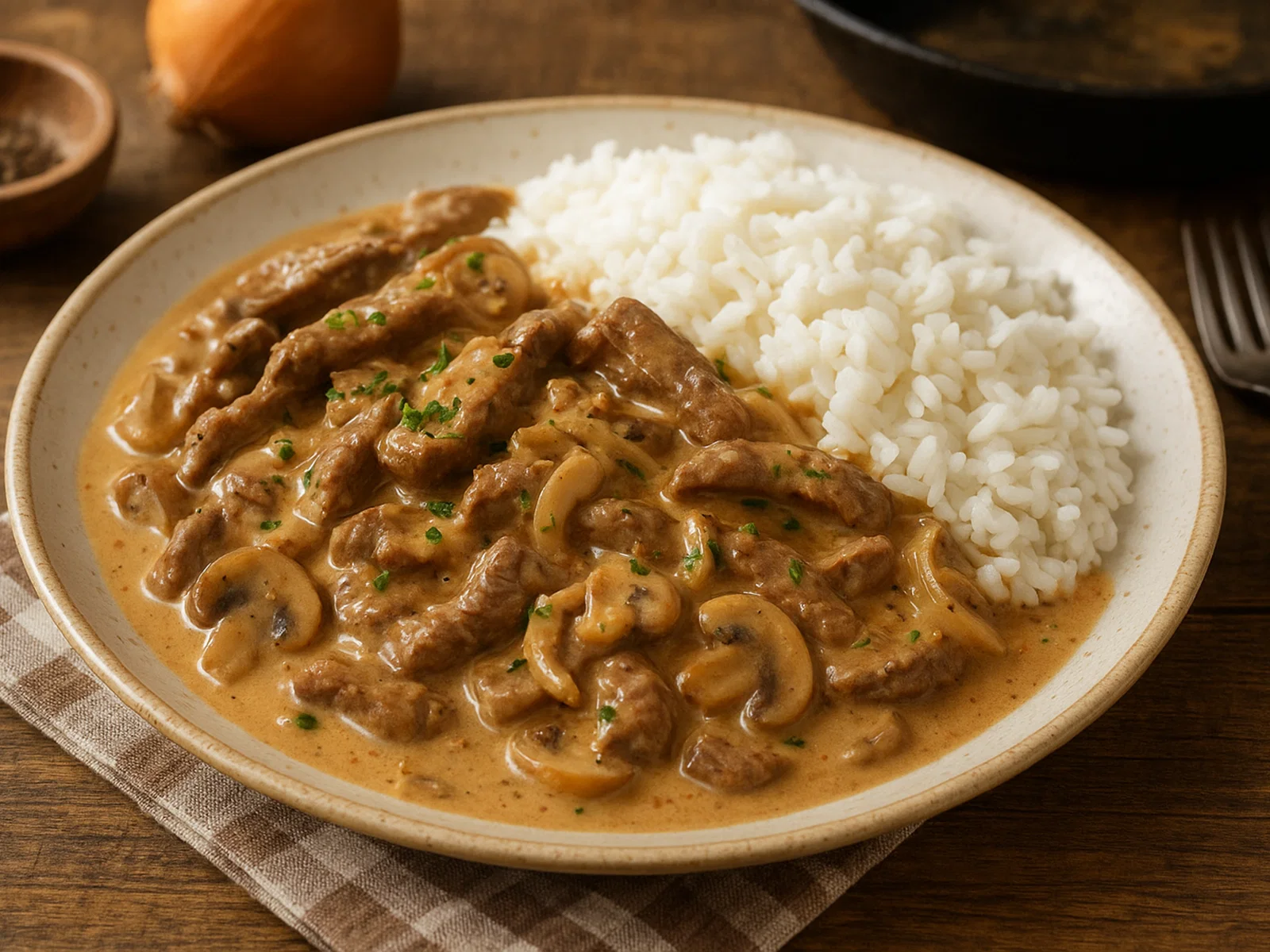 Klassisches Rindfleisch Stroganoff
