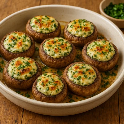 Gefüllte Champignons mit Kräuterfrischkäse aus dem Ofen