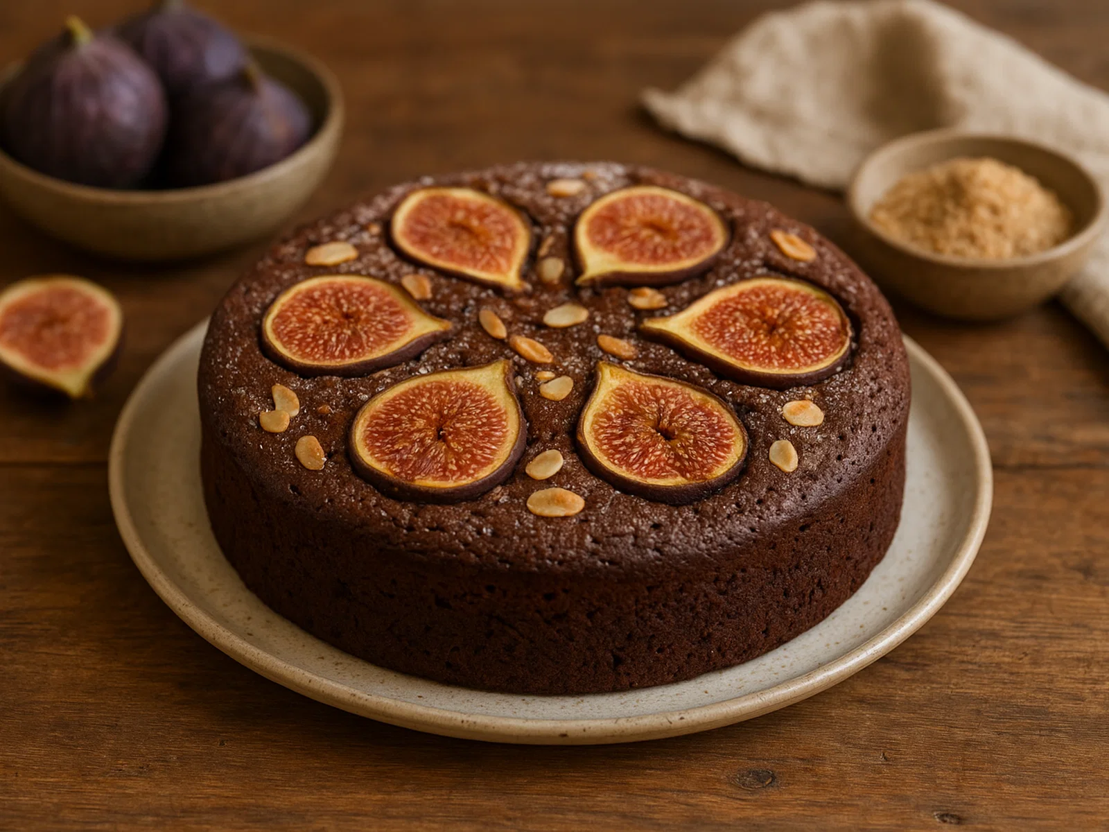 Feigen-Schokoladenkuchen mit Mandeln