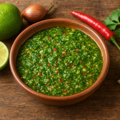 Karibische Sauce Chien (würzige Limetten-Kräutersauce)