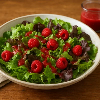 Gemischter Blattsalat mit Himbeer-Vinaigrette