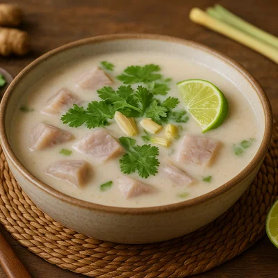 Taro-Kokos-Suppe mit Zitronengras und Koriander