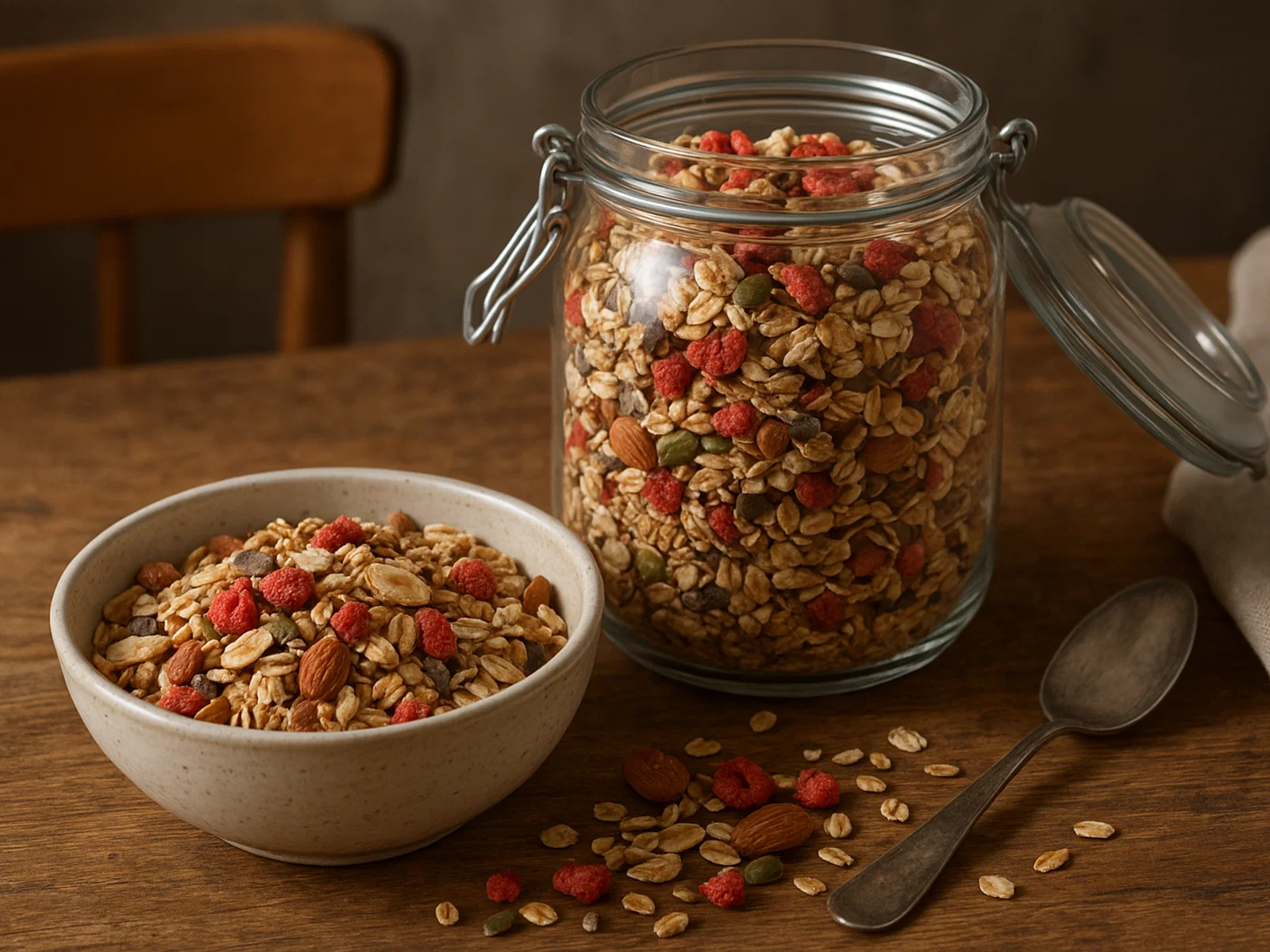 Gefriergetrocknetes Müsli mit Nüssen und Saaten