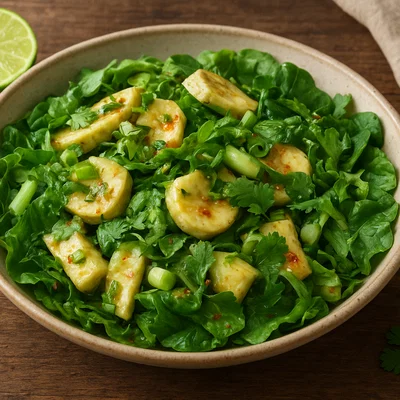 Grüner Bananen-Salat mit würzigem Limetten-Dressing