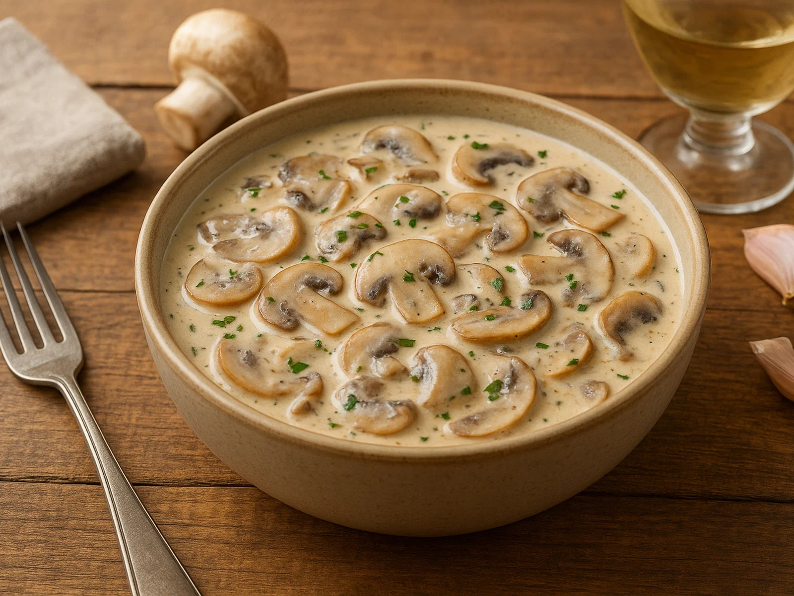 Cremige Champignonsoße mit Weißwein