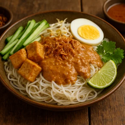 Ketoprak – Indonesischer Reisnudelsalat mit Erdnusssauce