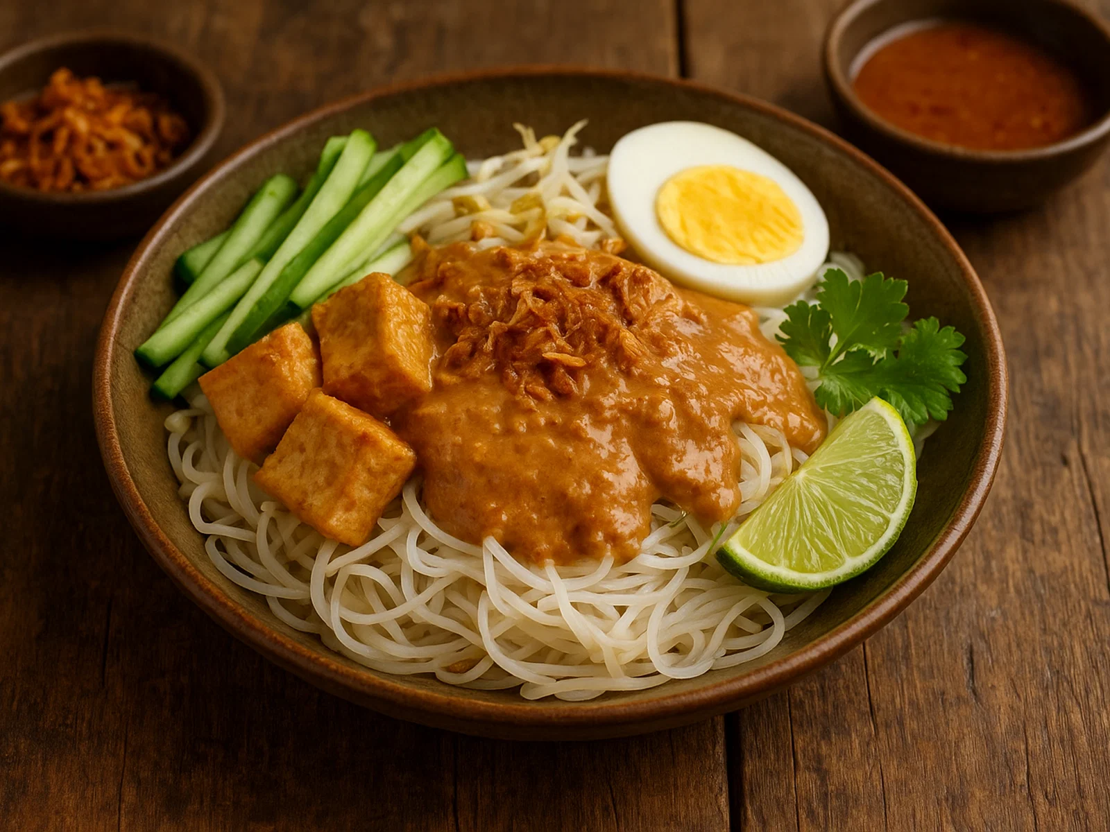 Ketoprak – Indonesischer Reisnudelsalat mit Erdnusssauce